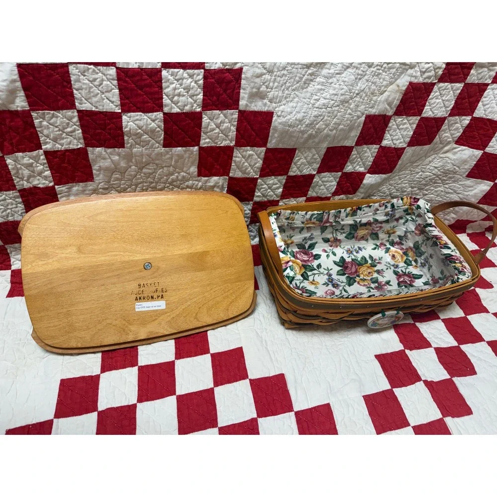 RARE !Longaberger 1997 Basket Ivy Painted Lid Floral Liner Plastic Protector